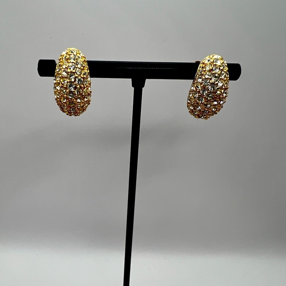 Roman Gold Tone and rhinestones pierced Earrings